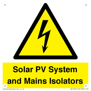 Solar PV System and Mains Isolators